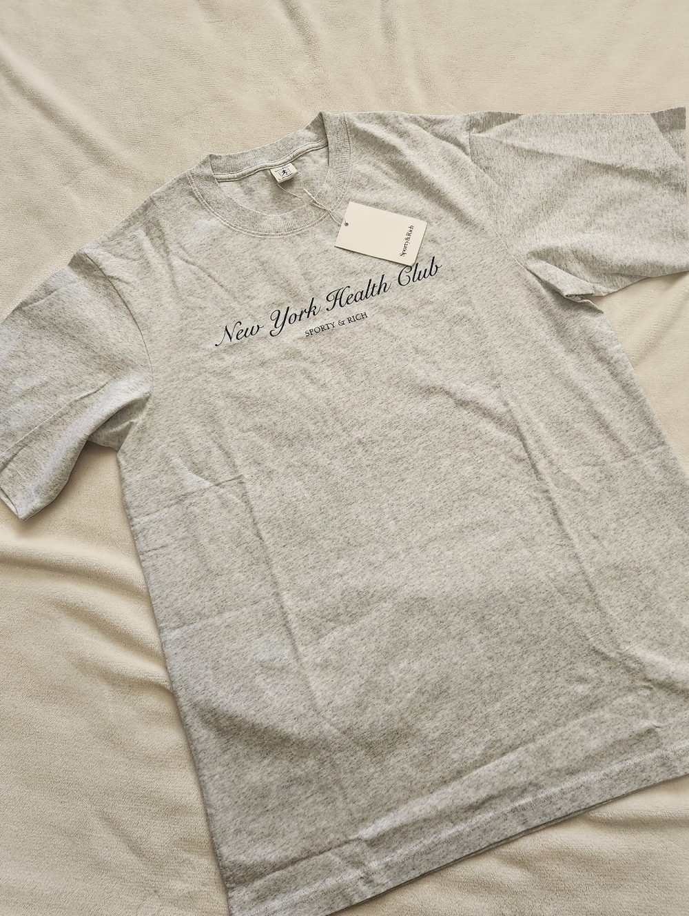 Sporty & Rich NY Health Club T-Shirt - Heather Gray/Navy - Picture 4 of 5